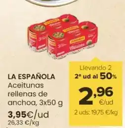 Autoservicios Familia La española - aceitunas rellenas de anchoa oferta