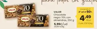 Autoservicios Familia Valor - chocolate negro 70% con almendras oferta
