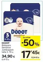 Caprabo Dodot - bolquers sensitive jumbopack talla oferta