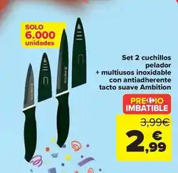 Carrefour Set 2 cuchillos pelador + multiusos inoxidable con antiadherente tacto suave ambition oferta
