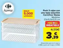 Carrefour Carrefour home - pack 3 cajas con una tapa easyclick oferta