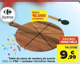 Carrefour Carrefour home - tabla de pizza de madera de acacia fsc + cortador oferta
