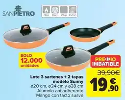 Carrefour San pietro - lote 3 sartenes + 2 tapas modelo sunny oferta
