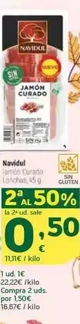 HiperDino Navidul - jamon curado lonchas oferta