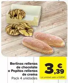 Carrefour Market Berlinas rellenas de chocolate o pepitos rellenos de crema oferta