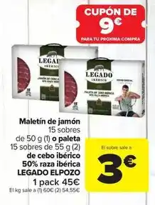 Carrefour Market Legado elpozo - maletin de jamon o paleta de cebo iberico 50% raza iberica oferta