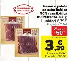 Carrefour Market Ibersierra - jamón o paleta de cebo ibérico 50% raza ibérica oferta