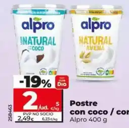 Dia Alpro - postre con coco/con avena oferta
