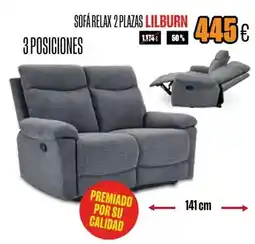 Hipo Gegant Lilburn - sofa relax 2 plazas 3 posiciones oferta