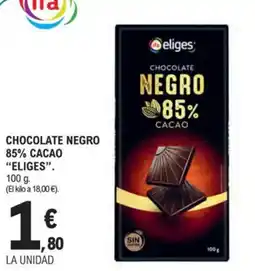 E.Leclerc IFA ELIGES Chocolate negro 85% cacao oferta