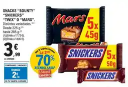 E.Leclerc SNACKS "BOUNTY" "SNICKERS" "TWIX" O "MARS". oferta