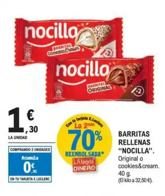 E.Leclerc "NOCILLA" Barritas rellenas oferta