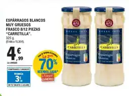 E.Leclerc "CARRETILLA” Espárragos blancos muy gruesos frasco 8/12 piezas oferta