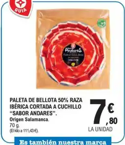 E.Leclerc "SABOR ANDARES” Paleta de bellota 50% raza ibérica cortada a cuchillo oferta