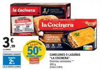 E.Leclerc "LA COCINERA" Canelones o lasañas oferta