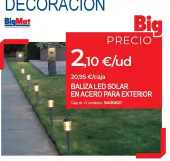 BigMat Baliza led solar en acero para exterior oferta