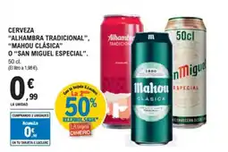 E.Leclerc ALHAMBRA TRADICIONAL, MAHOU CLÁSICA O SAN MIGUEL ESPECIAL Cerveza oferta