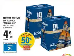 E.Leclerc MAHOU 0,0 Cerveza tostada sin alcohol oferta
