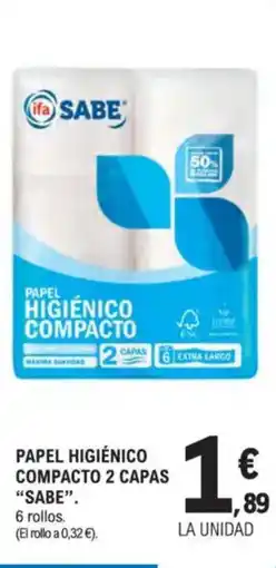 E.Leclerc SABE Papel higienico compacto 2 capas oferta
