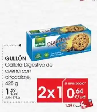 Eroski Gullón Galleta Digestive De Avena Con Chocolate 425g oferta