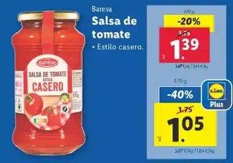 Lidl BARESA Salsa de tomate oferta