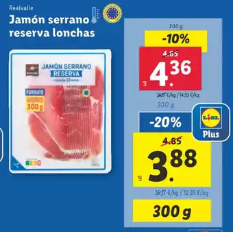 Lidl REALVALLE Jamón serrano reserva lonchas oferta