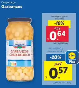 Lidl CAMPO LARGO Garbanzos oferta