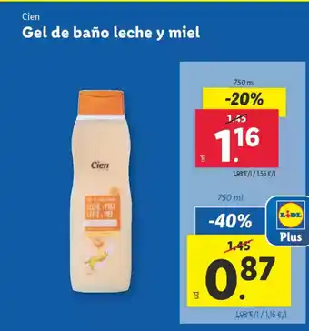 Lidl CIEN Gel de baño leche y miel oferta