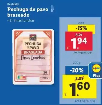 Lidl REALVALLE Pechuga de pavo braseado oferta