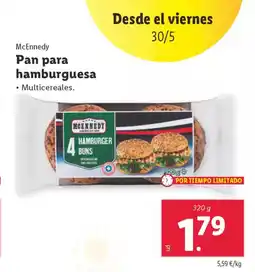 Lidl MCENNEDY Pan para hamburguesa oferta