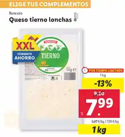 Lidl RONCERO Queso tierno lonchas oferta