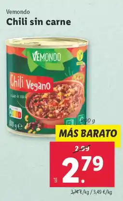 Lidl VEMONDO Chili sin carne oferta