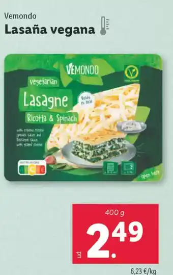 Lidl VEMONDO Lasaña vegana oferta