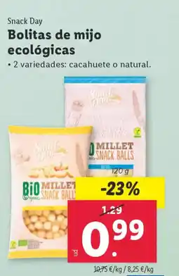 Lidl SNACK DAY Bolitas de mijo ecológicas oferta