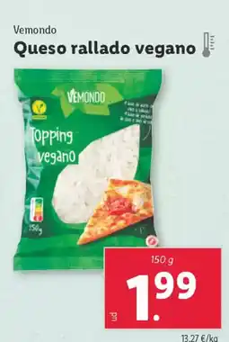 Lidl VEMONDO Queso rallado vegano oferta
