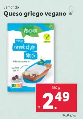 Lidl VEMONDO Queso griego vegano oferta