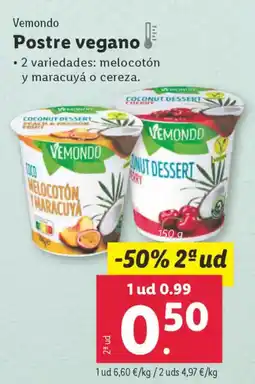 Lidl VEMONDO Postre vegano oferta