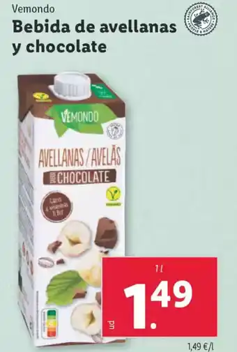 Lidl VEMONDO Bebida de avellanas y chocolate oferta