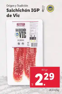 Lidl ORIGEN Y TRADICION Salchichón IGP oferta