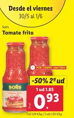 Lidl SOLIS Tomate frito oferta