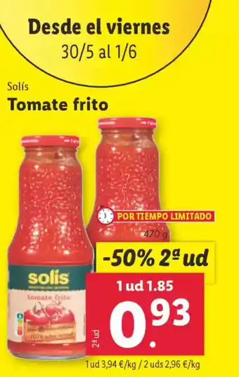 Lidl SOLIS Tomate frito oferta