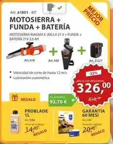 Ferri Motosierra + funda + batería oferta