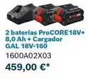 Ferri 2 baterias procore18v+ 8,0 ah + cargador 18v-160 oferta