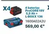 Ferri 4 baterías procore18v 5,5 ah + l-boxx 136 oferta