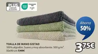 JYSK Plus - toalla de mano gistad oferta