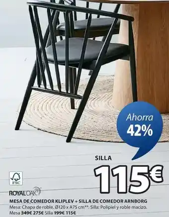JYSK Royal oak - mesa de comedor kliplev + silla de comedor arnborg oferta