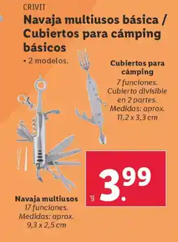 Lidl CRIVIT Navaja multiusos básica / Cubiertos para cámping básicos oferta