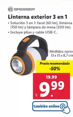 Lidl BRESSER Linterna exterior 3 en 1 oferta