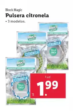 Lidl BLOCK MAGIC Pulsera citronela oferta