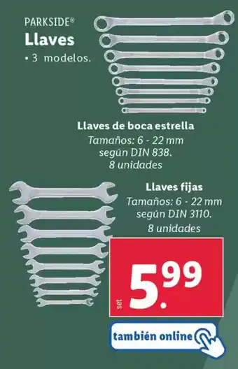 Lidl PARKSIDE Llaves oferta